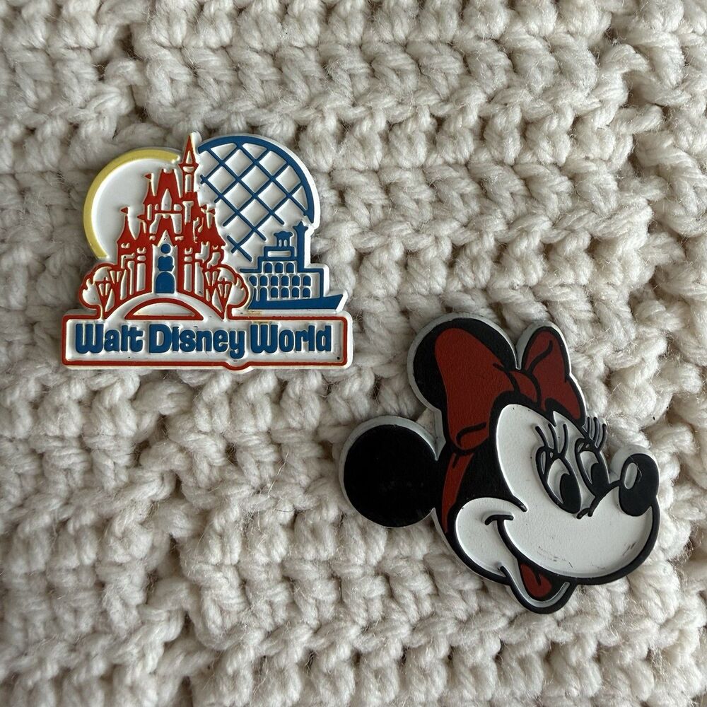 Vintage Walt Disney World Magnets Lot Of 2 Minnie Mouse And Disneyworld Epcot